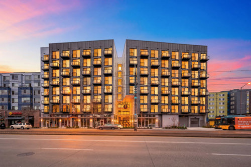 Atrium Court Exterior Sunset